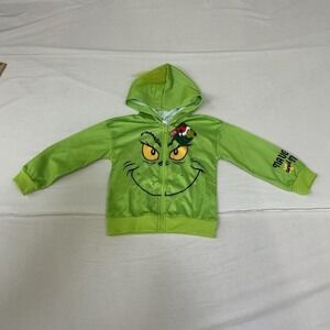 The Grinch Kids' Green Zip-Up Hoodie Size 4 NWT